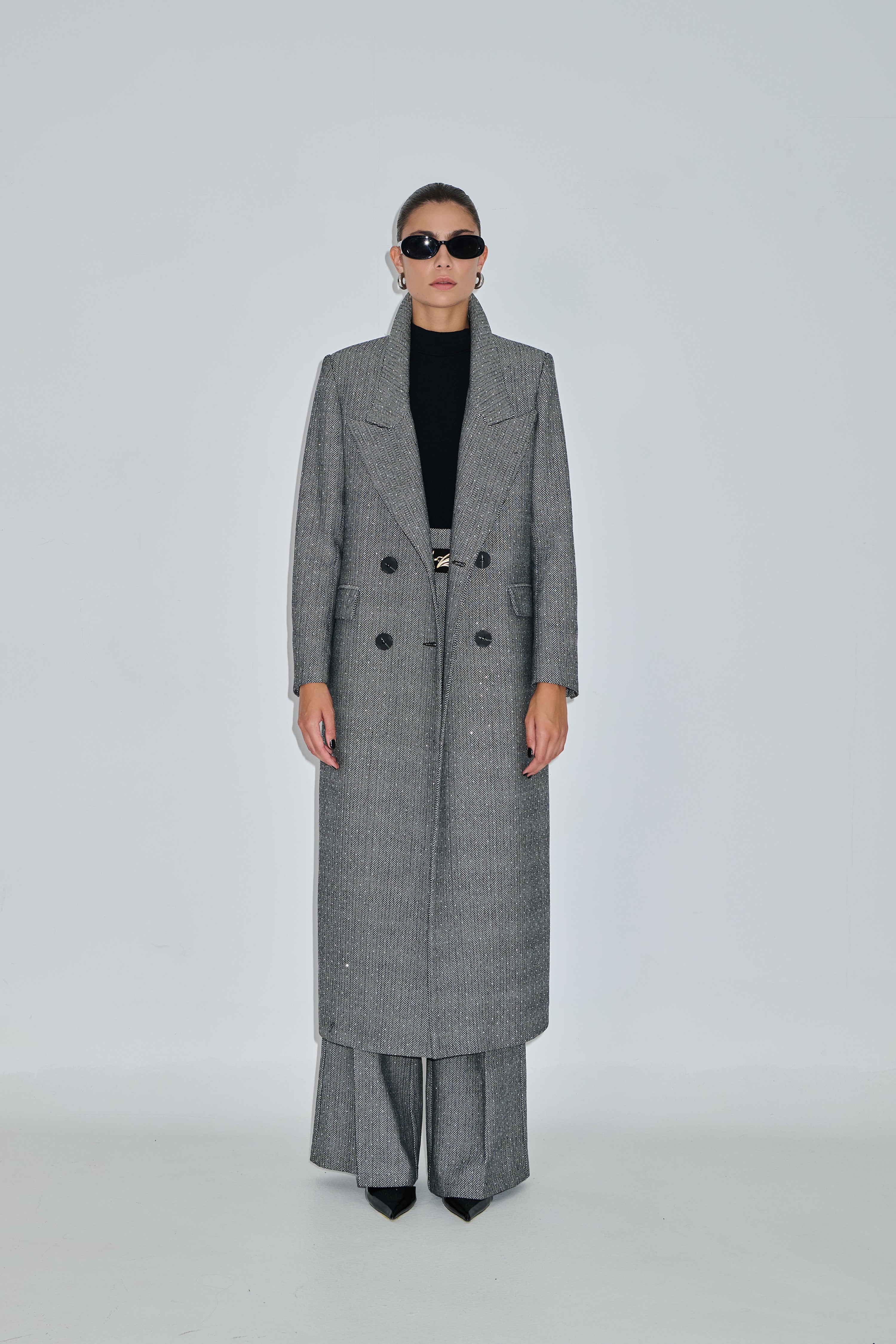 Herringbone coat with strass LEONA