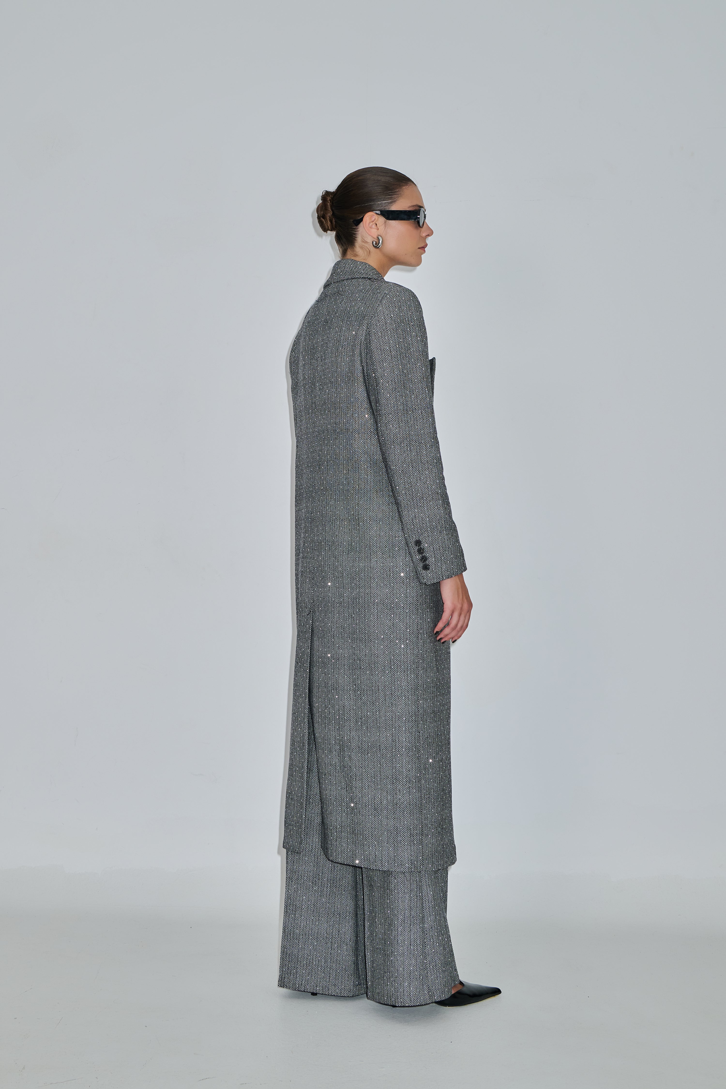 Herringbone coat with strass LEONA