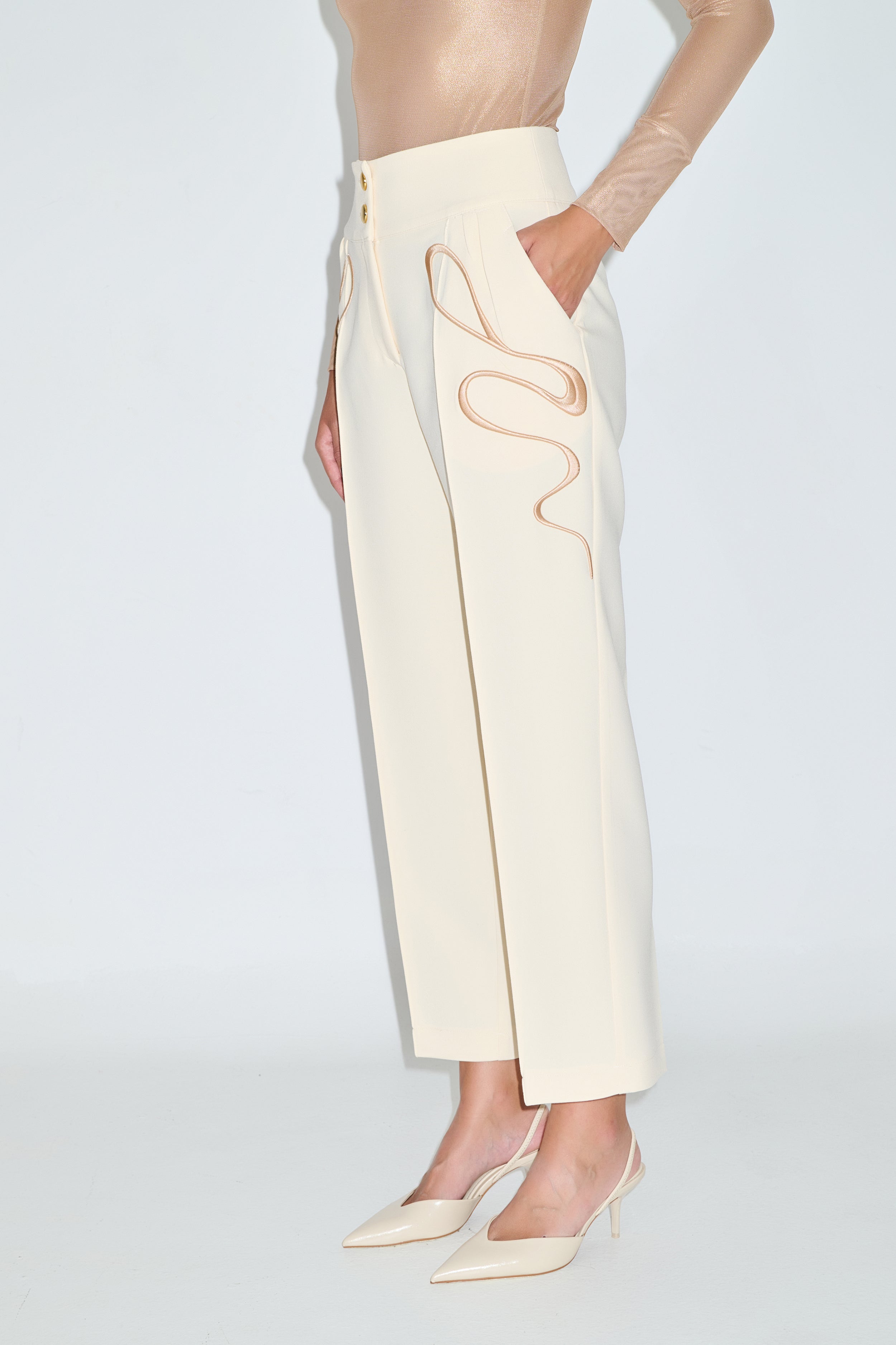 Embroidered wide-leg trousers CELIA