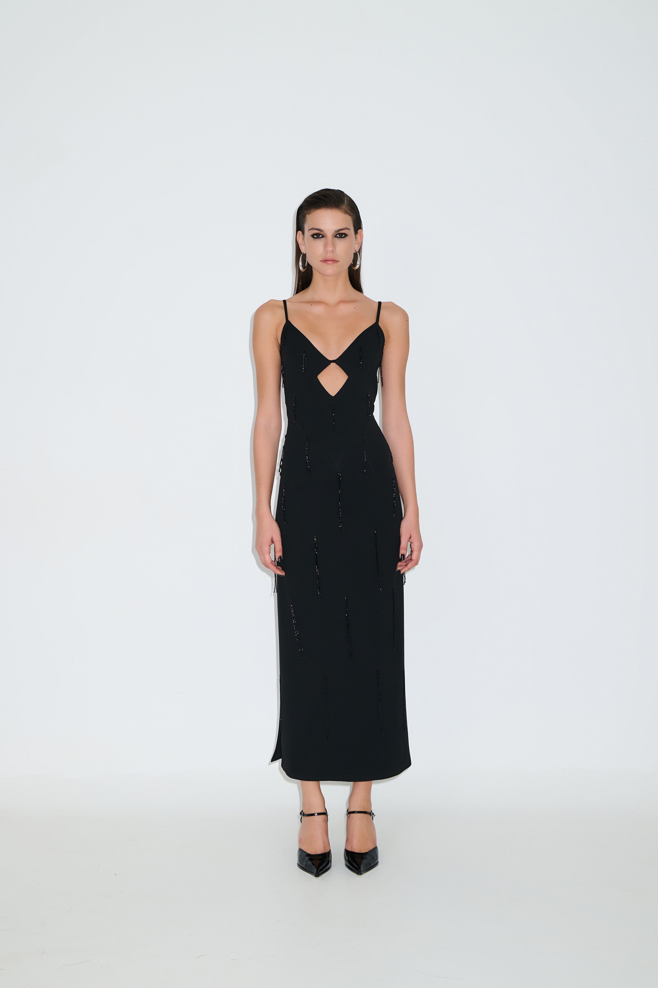 Black dress with embroidery details RAFAELA