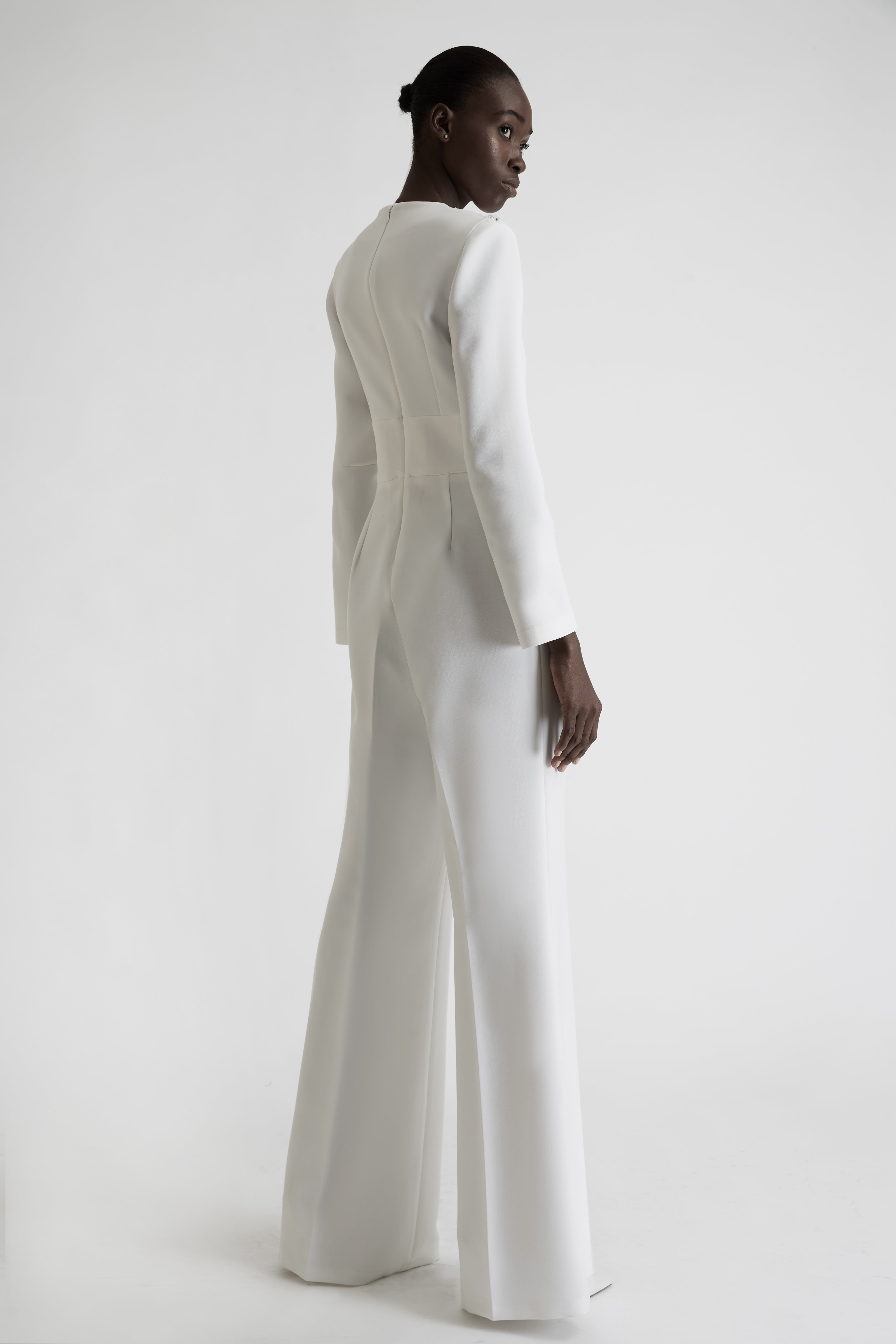 Jumpsuit with Embroidery in White