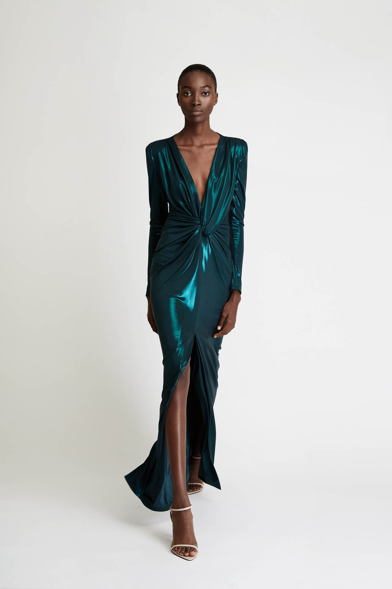 Metallic Dress with V-neck