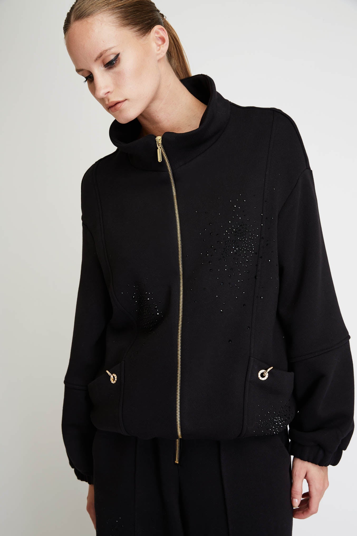 Sweatshirt Cardigan with Strass