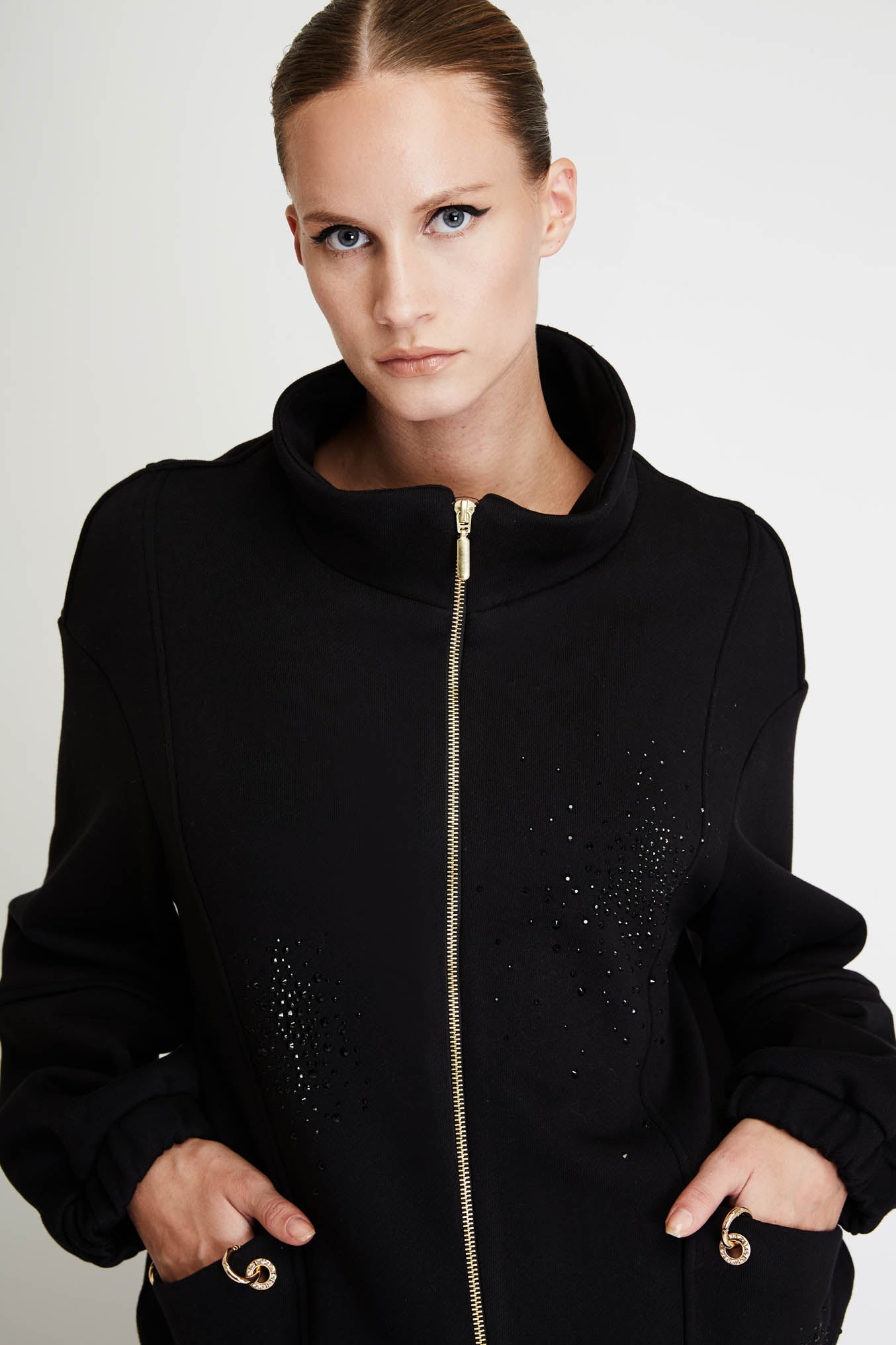 Sweatshirt Cardigan with Strass